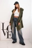 Cape with a loose hood khaki