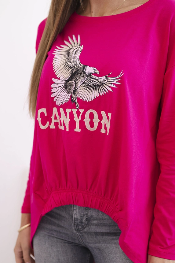 Damenbluse mit Adler und Canyon Schriftzug Fuchsia
