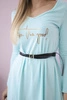 Dress with a decorative belt and an inscription mint