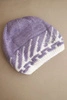 Women's winter wool hat with geometric pattern and rhinestones K469 purple