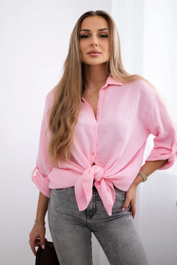 Cotton muslin shirt light pink