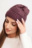Women's winter wool hat with zirconia and pattern K455 mocha