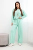 Damen-Set aus Viskose mit einem Anhänger-Bluse und weiten Hosen mintgrün