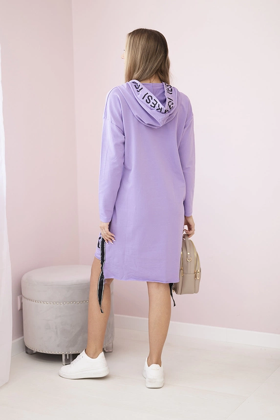 Dress with hood and print purple