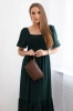 Dress with a pleated neckline dark green