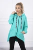 Sweatshirt with longer back and hood light green