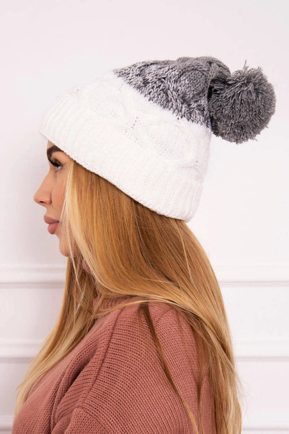 Alice vilnonė kepurė K248 white+grey