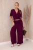 Two-piece set of trousers blouse plum