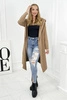 Long cardigan with hood camel