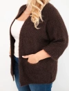 Women's Plus Size Sweater with pockets without fastening brown