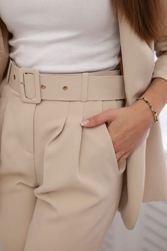 Elegant set of jackets and trousers dark beige