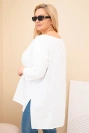 Dámská bavlněná blůza Plus Size asymetrická s náhrdelníkem bílá