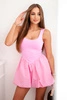 Women's dress with a ruffled skirt and wide straps pink