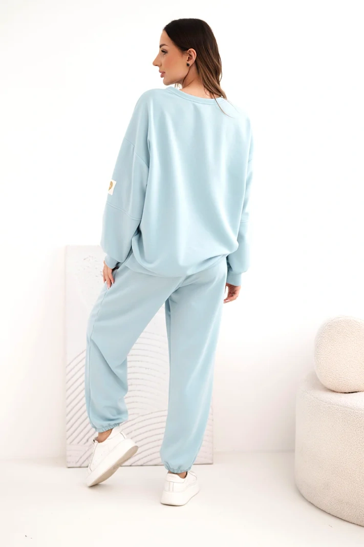 Damen-Set butterweich mit lockerem Sweatshirt und Hosen mit LOVE-Aufdruck dunkles Minzgrün