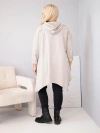 Bluza damska bawełniana Plus Size z kapturem i plecioną wstawką beżowa