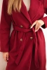 Women's suede coat tied at the waist burgundy