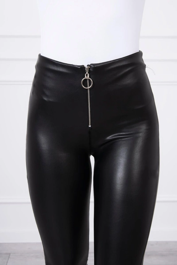 Pants with a decorative zipper at the front black
