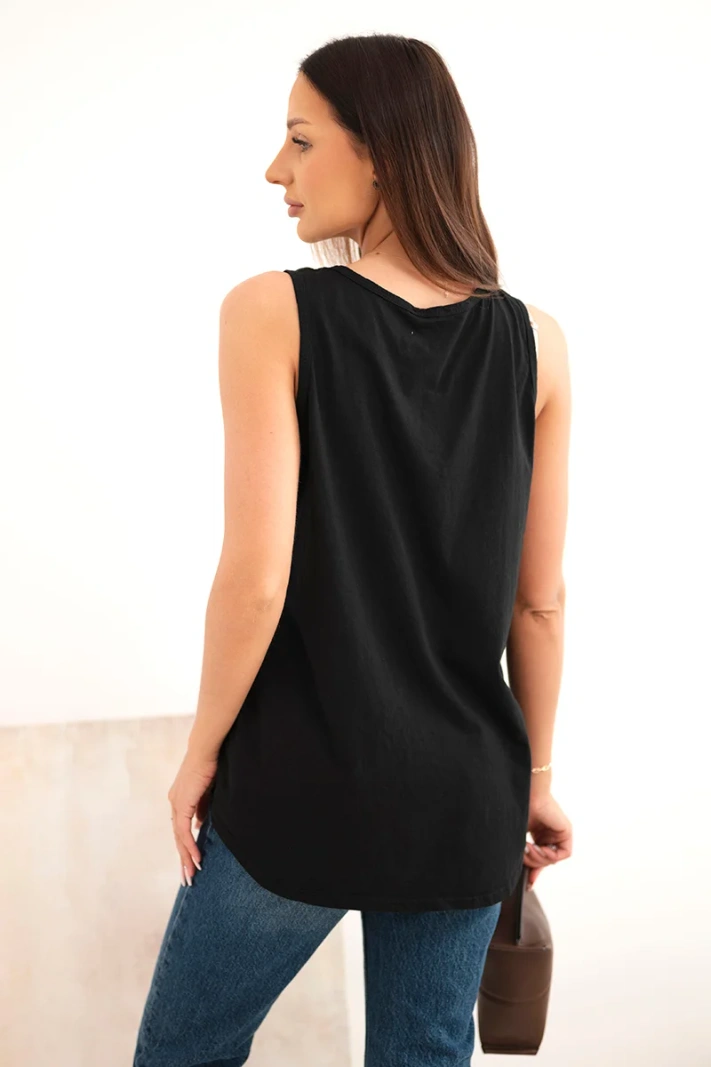 Damen Baumwollbluse mit Stickerei schwarz
