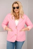 Women's Plus Size quilted floral jacket with collar and pockets light pink