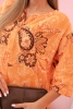 Moteriška medvilninė palaidinė su atsukamu rankoviu ir paisley raštu oranžinė