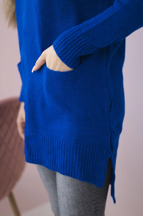 Sweater with stand-up collar mauve-blue