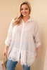 Moteriška Plus Size medvilninė marškiniai su nėriniu apdaila bežinė