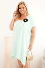 Dámské bavlněné šaty Plus Size s broží a výstřihem mátová