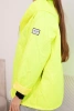 Women's spring quilted jacket with a hood and zipper neon yellow
