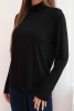 Women's viscose blouse with a turtleneck and long sleeves black