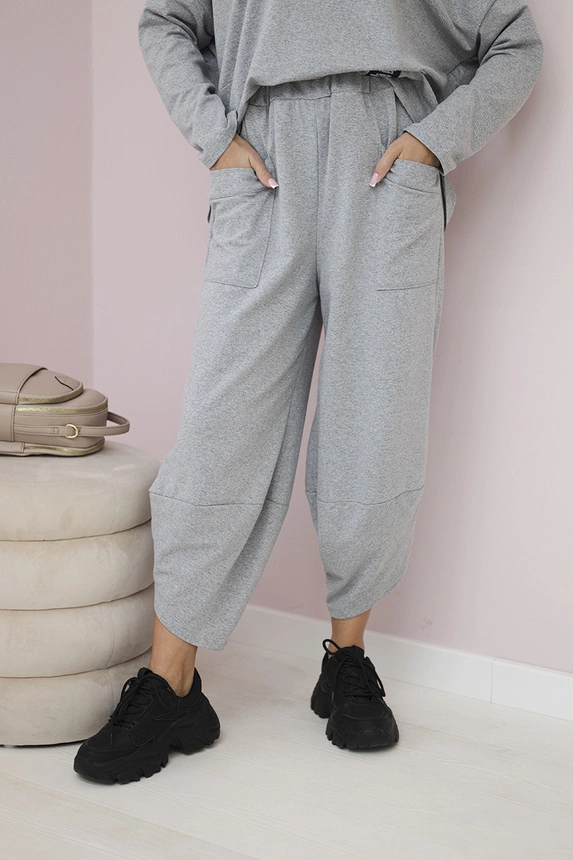 Baumwoll-Sweatshirt-Hosen-Set grau