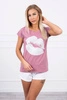Blouse with lips print dark pink