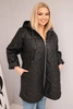 Plus Size women's quilted jacket with a hood and the word HOPE black