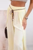 Women's viscose trousers with leg slit yellow
