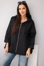 Women's spring jacket with hood and drawstring black
