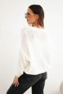 Women's sweater with a V-neck and buttons ecru