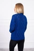 Sweater high neck  with diamond pattern mauve blue
