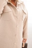 Damenmantel Plus Size aus Wolle mit Knöpfen, Taschen und Kragen beige