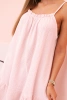 Women's muslin dress with straps and frill powder pink