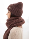 A set women's hat and long scarf brown