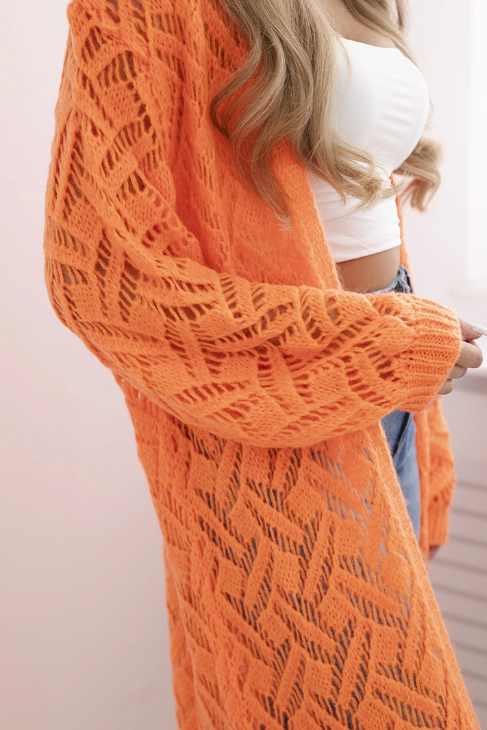 Megztinis ilgas rožinis Super KID Mohair oranžinis neonas