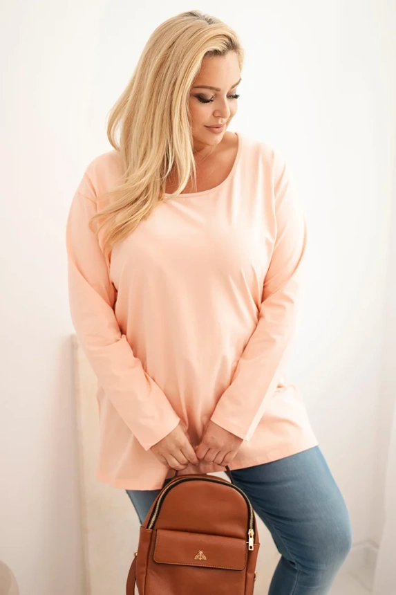 Damenbluse Plus Size mit Boot-Ausschnitt melonenfarben
