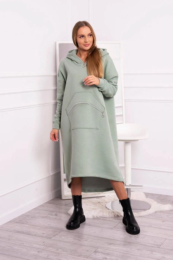 Insulated dress with a hood dark mint