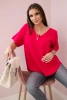 V-neck sweater blouse fuchsia