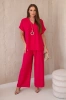 Set with necklace blouse + pants fuchsia