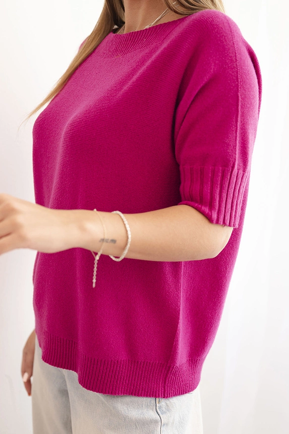 Damenpullover aus Viskose mit kurzen Ärmeln dunkelviolett