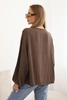 Women's blouse with viscose, pleated neckline and embellishment brown