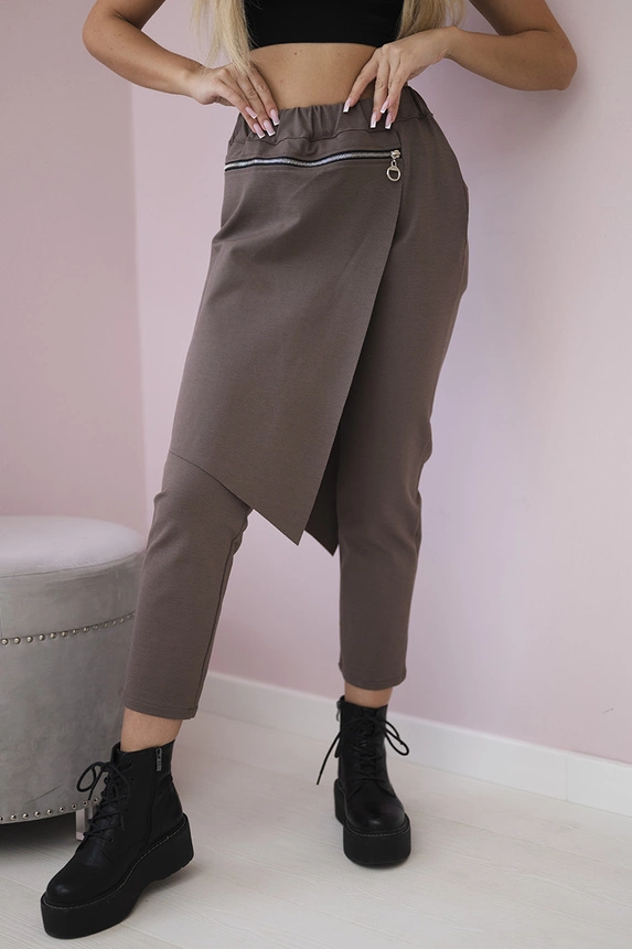 Punto Milano Winter trousers with a decorative zipper fango