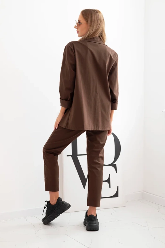 Damen-Set Punto elegante Jacke und Hose braun