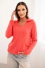 Damenpullover aus Baby-Alpaka mit Kragen und V-Ausschnitt rosa