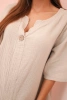Women's muslin shirt with a button dark beige